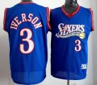 Wholesale Cheap Philadelphia 76ers #3 Allen Iverson Blue Swingman Throwback Jersey