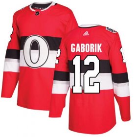 Wholesale Cheap Adidas Senators #12 Marian Gaborik Red Authentic 2017 100 Classic Stitched NHL Jersey