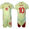 Cheap Men's Spain Team #10 Olmo 2024-25 Yellow Away Soccer Jersey Suit