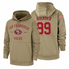 Wholesale Cheap San Francisco 49ers #99 Deforest Buckner Nike Tan 2019 Salute To Service Name & Number Sideline Therma Pullover Hoodie