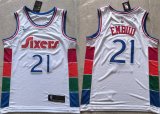 Cheap Men's Philadelphia 76ers #21 Joel Embiid White 2024 25 City Edition Stitched Jersey