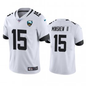 Wholesale Cheap Nike Jaguars #15 Gardner Minshew II White 25th Anniversary Vapor Limited Stitched NFL 100th Season Jersey