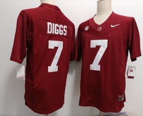 Cheap Men\'s Alabama Crimson Tide #7 Trevon Diggs Red FUSE College Stitched Jersey