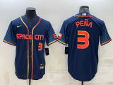 Wholesale Cheap Men's Houston Astros #3 Jeremy Pena Number 2022 Navy Blue City Connect Cool Base Stitched Jersey