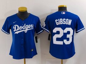 Women\'s Los Angeles Dodgers #23 Kirk Gibson Blue Cool Base Stitched Jersey