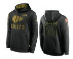 Wholesale Cheap Men's Kansas City Chiefs Custom Black 2020 Salute To Service Sideline Performance Pullover Hoodie