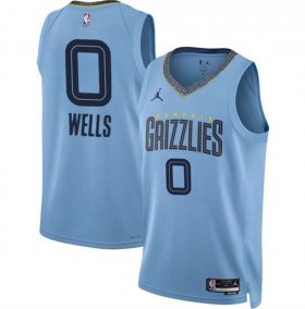 Men\'s Memphis Grizzlies #0 Jaylen Wells Blue 2024 Draft Statement Edition Stitched Jersey