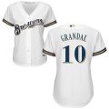 Wholesale Cheap Brewers #10 Yasmani Grandal White Women's Home Cool Base Stitched MLB Jersey