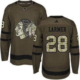 Wholesale Cheap Adidas Blackhawks #28 Steve Larmer Green Salute to Service Stitched NHL Jersey