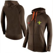 Wholesale Cheap Women's Nike New Orleans Saints Full-Zip Performance Hoodie Brown