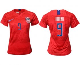 Wholesale Cheap Women\'s USA #9 Horan Away Soccer Country Jersey