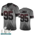 Wholesale Cheap Kansas City Chiefs #95 Chris Jones Smoky Gray Super Bowl LIV 2020 Men's Nike Vapor Limited City Edition NFL Jersey