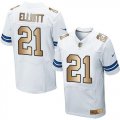 Wholesale Cheap Nike Cowboys #21 Ezekiel Elliott White Men's Stitched NFL Elite Gold Jersey