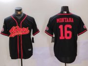 Cheap Men's San Francisco 49ers #16 Joe Montana Black With Patch Cool Base Stitched Baseball Jerseys