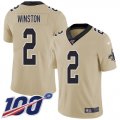 Wholesale Cheap Nike Saints #2 Jameis Winston Gold Youth Stitched NFL Limited Inverted Legend 100th Season Jersey