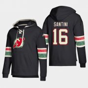 Wholesale Cheap New Jersey Devils #16 Steven Santini Black adidas Lace-Up Pullover Hoodie