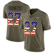 Wholesale Cheap Nike Jaguars #27 Leonard Fournette Olive/USA Flag Men's Stitched NFL Limited 2017 Salute To Service Jersey