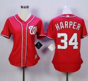 Wholesale Cheap Nationals #34 Bryce Harper Red Alternate 1 Women's Stitched MLB Jersey