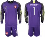 Wholesale Cheap Poland #1 Szczesny Purple Goalkeeper Long Sleeves Soccer Country Jersey