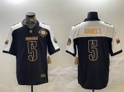 Cheap Men's Washington Commanders #5 Jayden Daniels Black Gold 2024 F.U.S.E. 90th Anniversary Vapor Limited Stitched Football Jersey