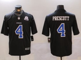 Men\'s Dallas Cowboys #4 Dak Prescott Black Throwback With 1960 Patch Vapor Untouchable Limited Stitched Football Jersey