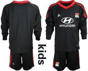 Wholesale Cheap Lyon Blank Black Goalkeeper Long Sleeves Kid Soccer Club Jersey