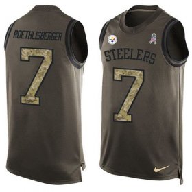 Wholesale Cheap Nike Steelers #7 Ben Roethlisberger Green Men\'s Stitched NFL Limited Salute To Service Tank Top Jersey