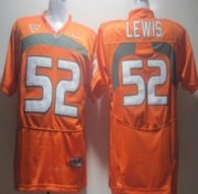 Wholesale Cheap Miami Hurricanes #52 Lewis Orange Jersey