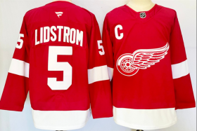 Men\'s Detroit Red Wings #5 Nicklas Lidstrom Red 2024-25 Stitched Jersey