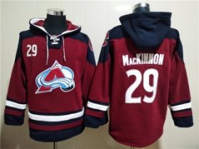 Wholesale Cheap Men\'s Burgundy Colorado Avalanche #29 Nathan MacKinnon All Stitched Sweatshirt Hoodie