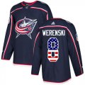 Wholesale Cheap Adidas Blue Jackets #8 Zach Werenski Navy Blue Home Authentic USA Flag Stitched NHL Jersey