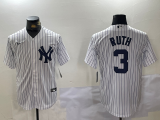 Men's New York Yankees #3 Babe Ruth White Name Stitched Cool Base Nike Jersey