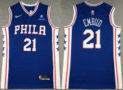 Wholesale Cheap Men's Philadelphia 76ers #21 Joel Embiid Royal 75th Anniversary Icon Edition Swingman Stitched Jersey