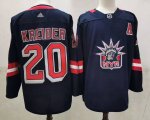 Wholesale Cheap Men's New York Rangers #20 Chris Kreider Navy Blue Adidas 2020-21 Stitched NHL Jersey