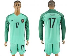 Wholesale Cheap Portugal #17 Nani Away Long Sleeves Soccer Country Jersey