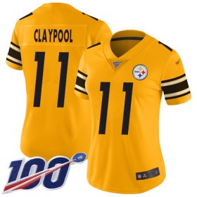 Wholesale Cheap Nike Steelers #11 Chase Claypool Gold Women\'s Stitched NFL Limited Inverted Legend 100th Season Jersey