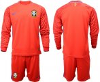 Wholesale Cheap Brazil Blank Red Goalkeeper Long Sleeves Soccer Country Jersey