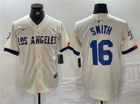 Wholesale Cheap Men\'s Los Angeles Dodgers #16 Will Smith Cream Stitched Baseball Jersey