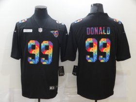 Wholesale Cheap Men\'s Los Angeles Rams #99 Aaron Donald Multi-Color Black 2020 NFL Crucial Catch Vapor Untouchable Nike Limited Jersey