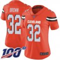 Wholesale Cheap Nike Browns #32 Jim Brown Orange Alternate Women's Stitched NFL 100th Season Vapor Limited Jersey