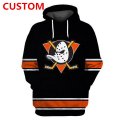 Cheap Men's Anaheim Ducks Black Custom All Stitched Hooded Sweatshirt