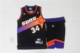 Wholesale Cheap Phoenix Suns 34 Charles Barkley Black Hardwood Classics Jersey(With Shorts)