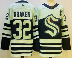 Cheap Men\'s Seattle Kraken #32 Kraken White 2022 Reverse Retro Stitched Jersey