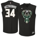 Wholesale Cheap Milwaukee Bucks #34 Giannis Antetokounmpo Black Fashion Replica Jersey