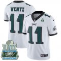 Wholesale Cheap Nike Eagles #11 Carson Wentz White Super Bowl LII Champions Men's Stitched NFL Vapor Untouchable Limited Jersey