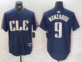 Cheap Men\'s Cleveland Guardians #9 Kyle Manzardo Navy 2024 City Connect Limited Stitched Jersey