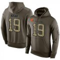 Wholesale Cheap NFL Men's Nike Cleveland Browns #19 Bernie Kosar Stitched Green Olive Salute To Service KO Performance Hoodie