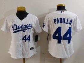 Women\'s Los Angeles Dodgers #44 Vicente Padilla Number White Cool Base Stitched Jerseys