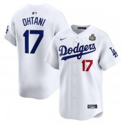 Cheap Men's Los Angeles Dodgers #17 Shohei Ohtani White 2024 World Series Home Limited Cool Base Stitched Baseball Jersey