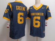 Cheap Men's West Virginia Mountaineers #6 Garrett Greene Navy FUSE College Stitched Jersey